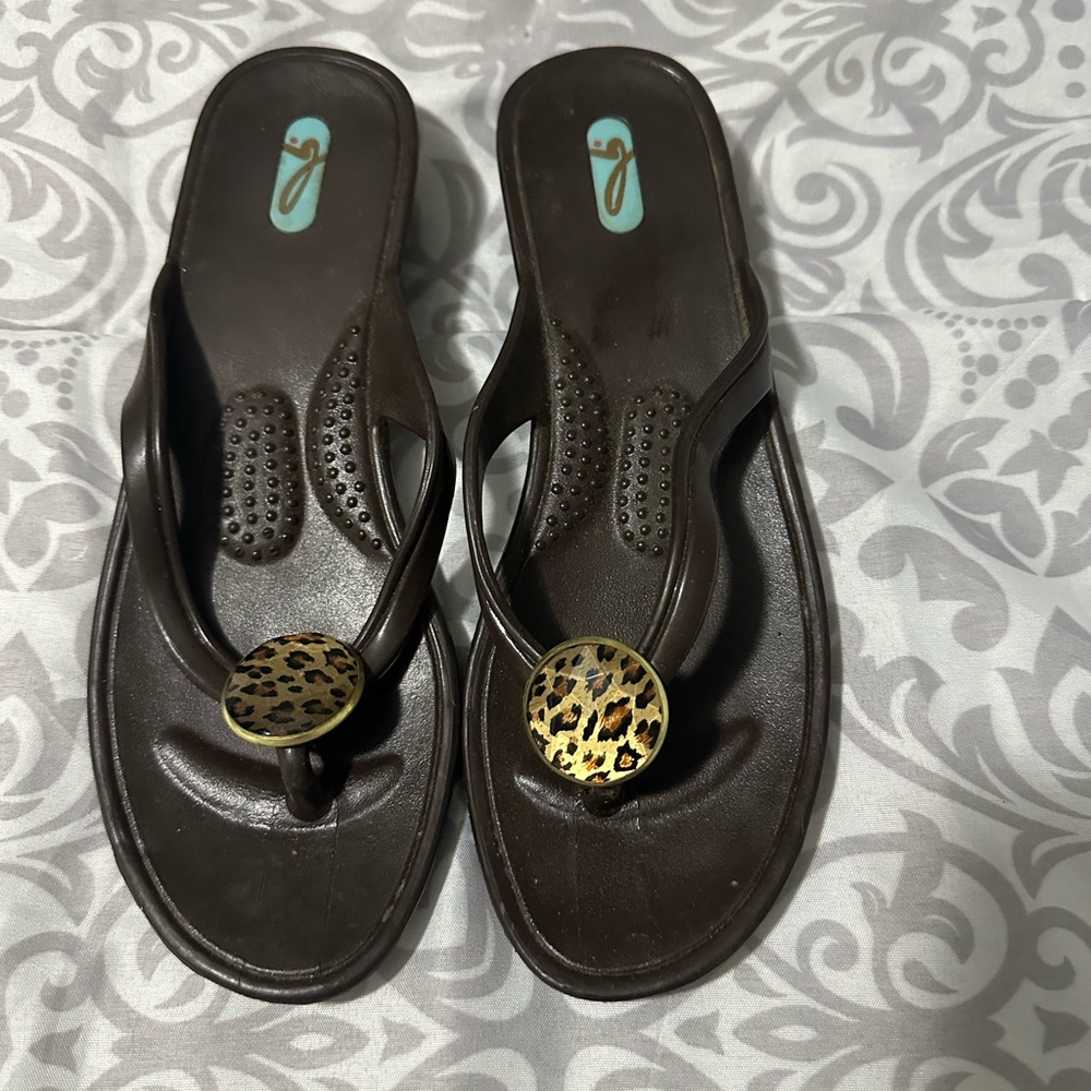 OKAL Brown Leopard Women's Sandals